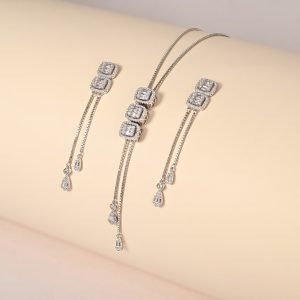 Radiant Cubic Cascade Necklace Set